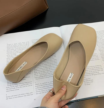 Xajzpa Women Cute Light Weight Spring Slip on Leather Flat Shoes Lady Casual Brown Office Casual Single Shoes Loafers Zapatos De Mujer